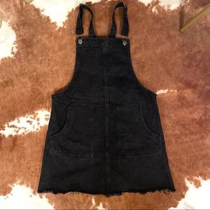 Cotton On distressed black denim Pinafore Overall Dress